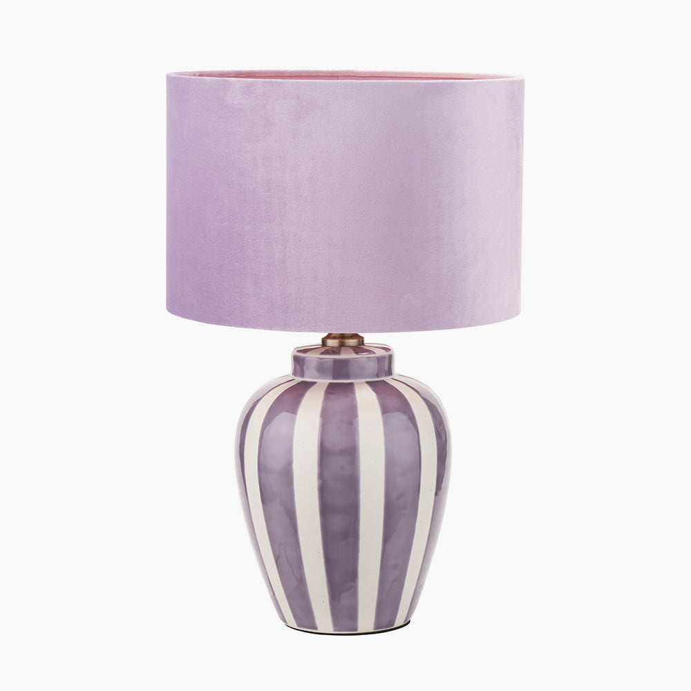 Priscilla Lilac Stripped Ceramic Table Lamp - Base Only